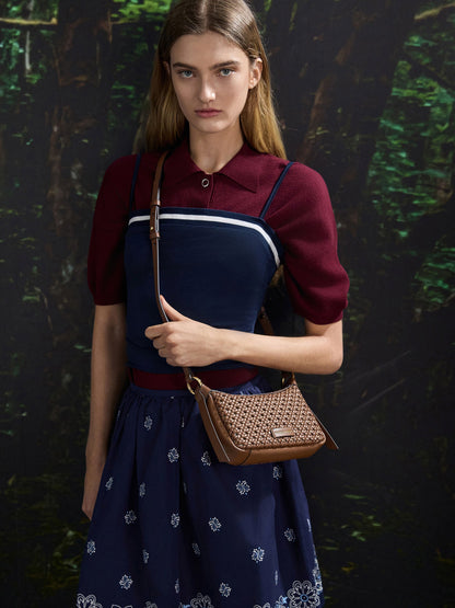 CHARLES & KEITH Exclusive / Mini Calla Woven Shoulder Bag - Chocolate
