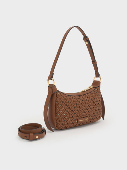 CHARLES & KEITH Exclusive / Mini Calla Woven Shoulder Bag - Chocolate