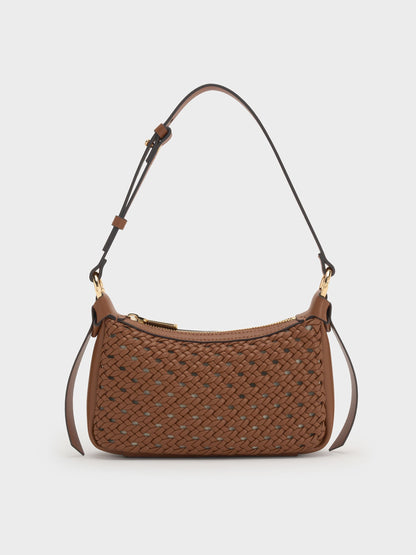 CHARLES & KEITH Exclusive / Mini Calla Woven Shoulder Bag - Chocolate