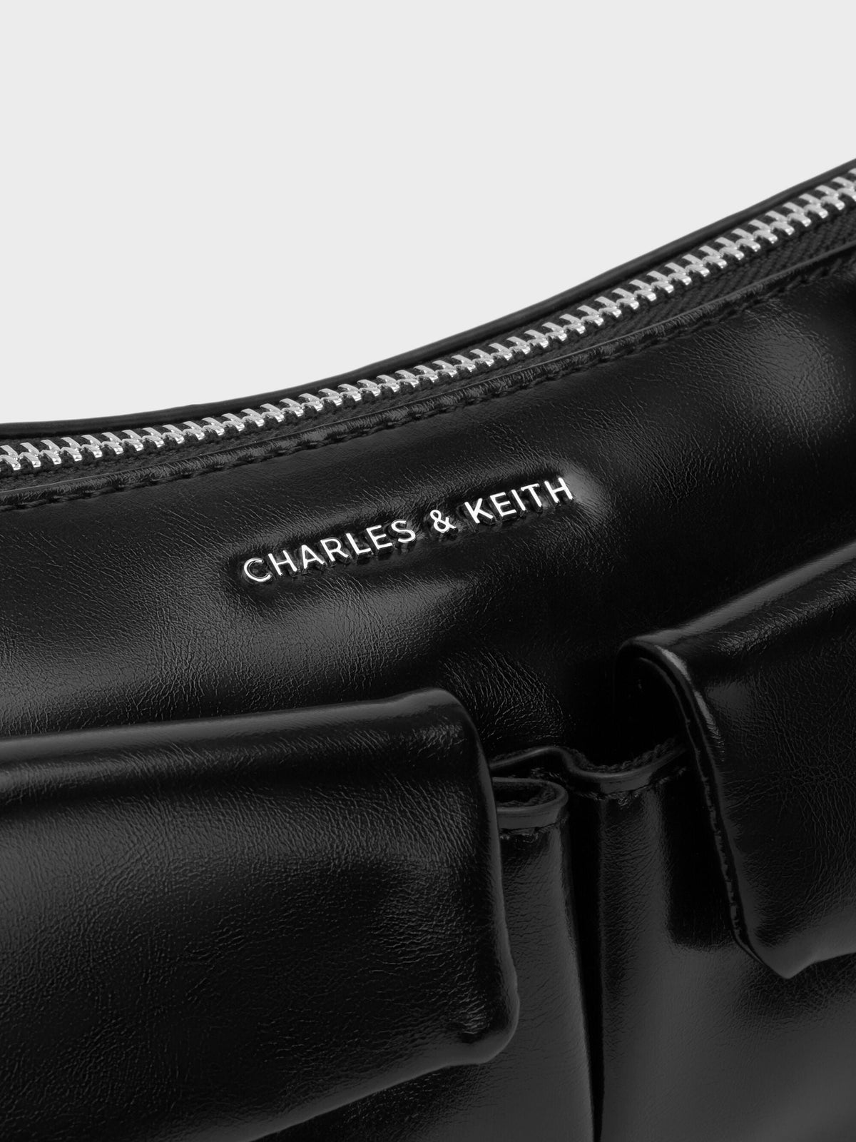 CHARLES & KEITH Sale / Rachel Front-Pocket Chain Shoulder Bag - Noir