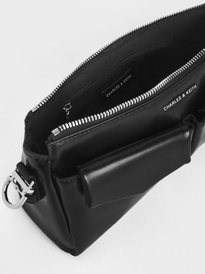 CHARLES & KEITH Sale / Rachel Front-Pocket Chain Shoulder Bag - Noir