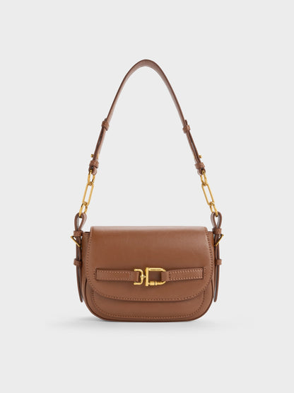 CHARLES & KEITH Best Price / Gwynne Metallic-Accent Crossbody Bag - Chocolate