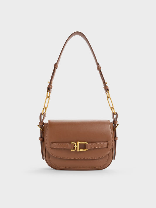 CHARLES & KEITH Best Price / Gwynne Metallic-Accent Crossbody Bag - Chocolate