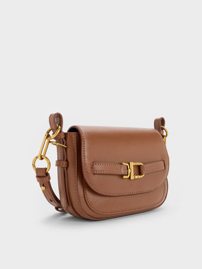 CHARLES & KEITH Best Price / Gwynne Metallic-Accent Crossbody Bag - Chocolate
