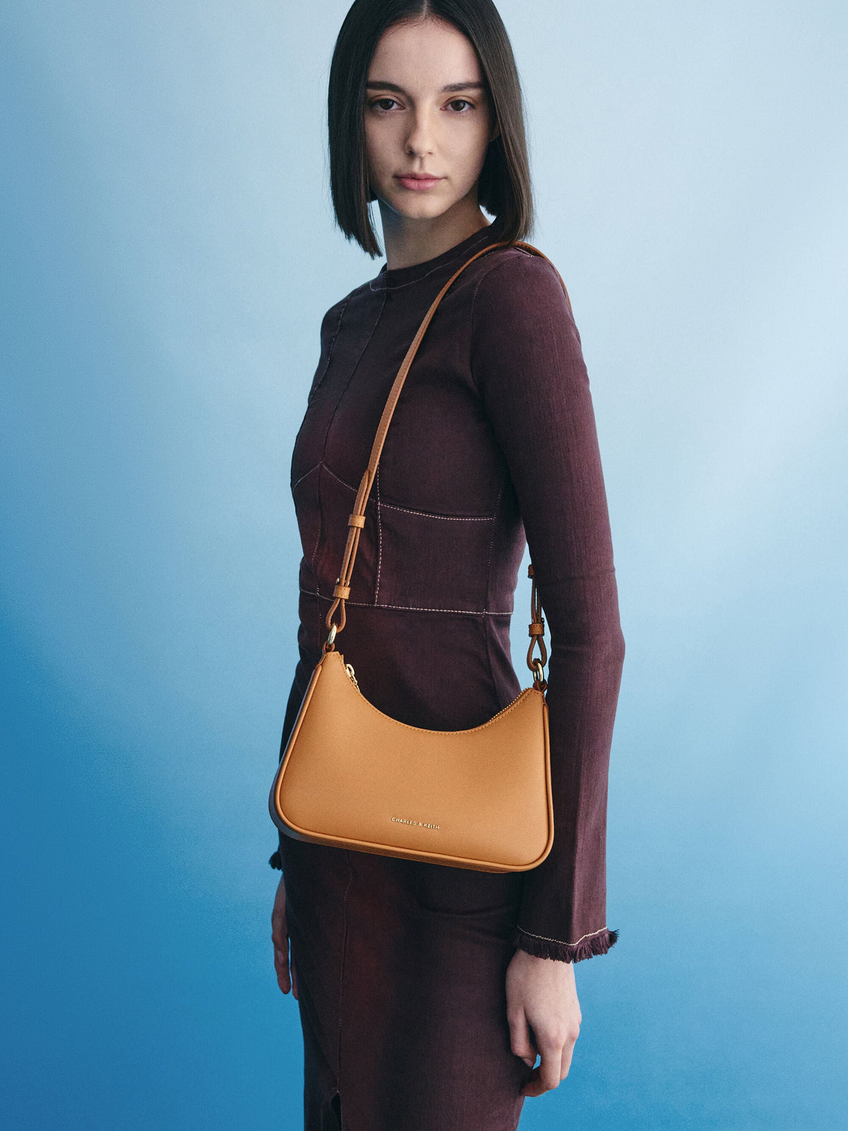 CHARLES & KEITH Sale / Lane Chain-Strap Shoulder Bag - Russet Brown