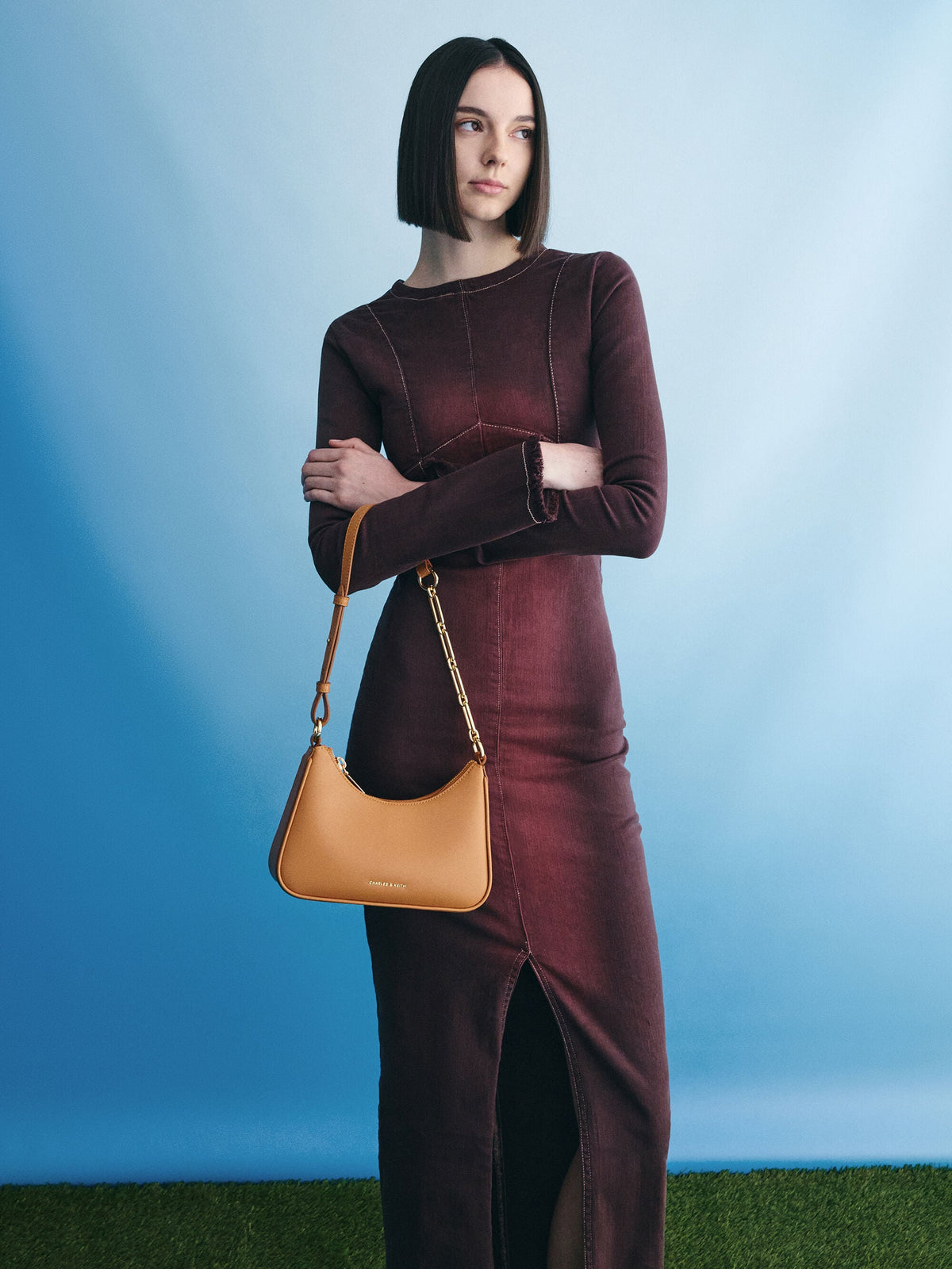 CHARLES & KEITH Sale / Lane Chain-Strap Shoulder Bag - Russet Brown