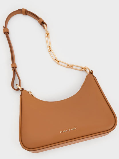 CHARLES & KEITH Sale / Lane Chain-Strap Shoulder Bag - Russet Brown