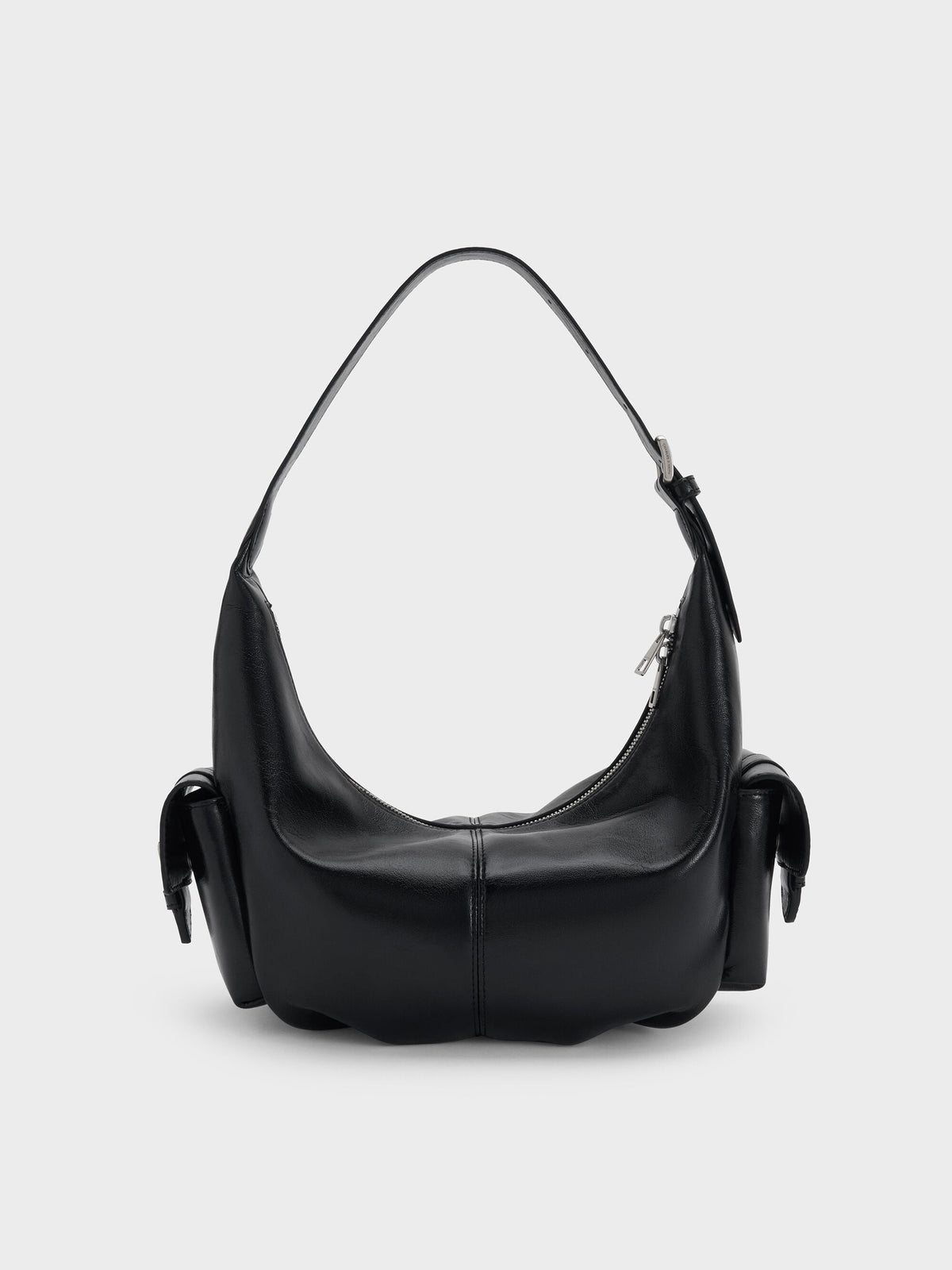 CHARLES & KEITH Best Seller / Bessie Side-Pocket Hobo Bag - Noir