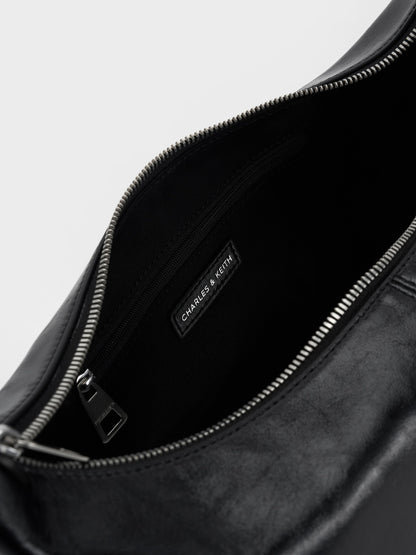 CHARLES & KEITH Best Seller / Bessie Side-Pocket Hobo Bag - Noir