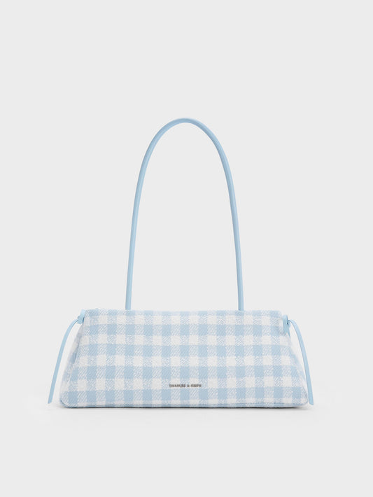 CHARLES & KEITH Premium / Hazel Gingham Bow Shoulder Bag - Gingham Blue
