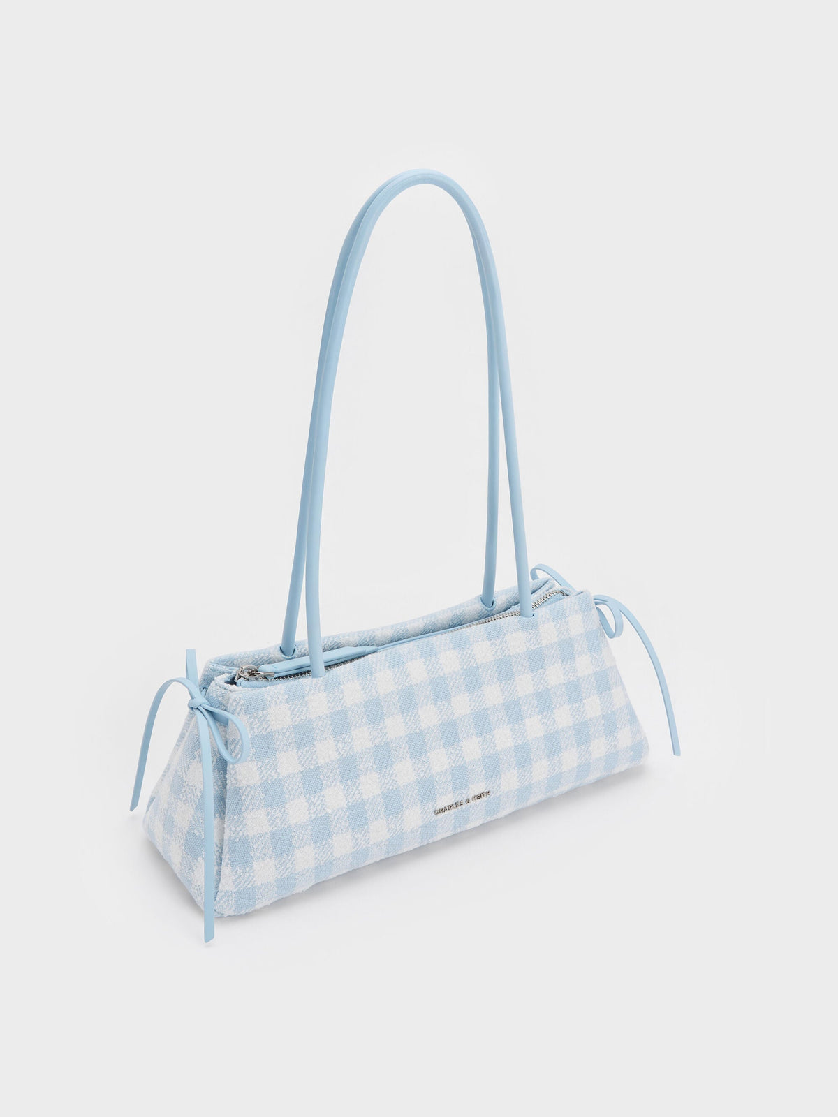CHARLES & KEITH Premium / Hazel Gingham Bow Shoulder Bag - Gingham Blue