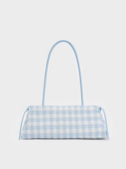 CHARLES & KEITH Premium / Hazel Gingham Bow Shoulder Bag - Gingham Blue