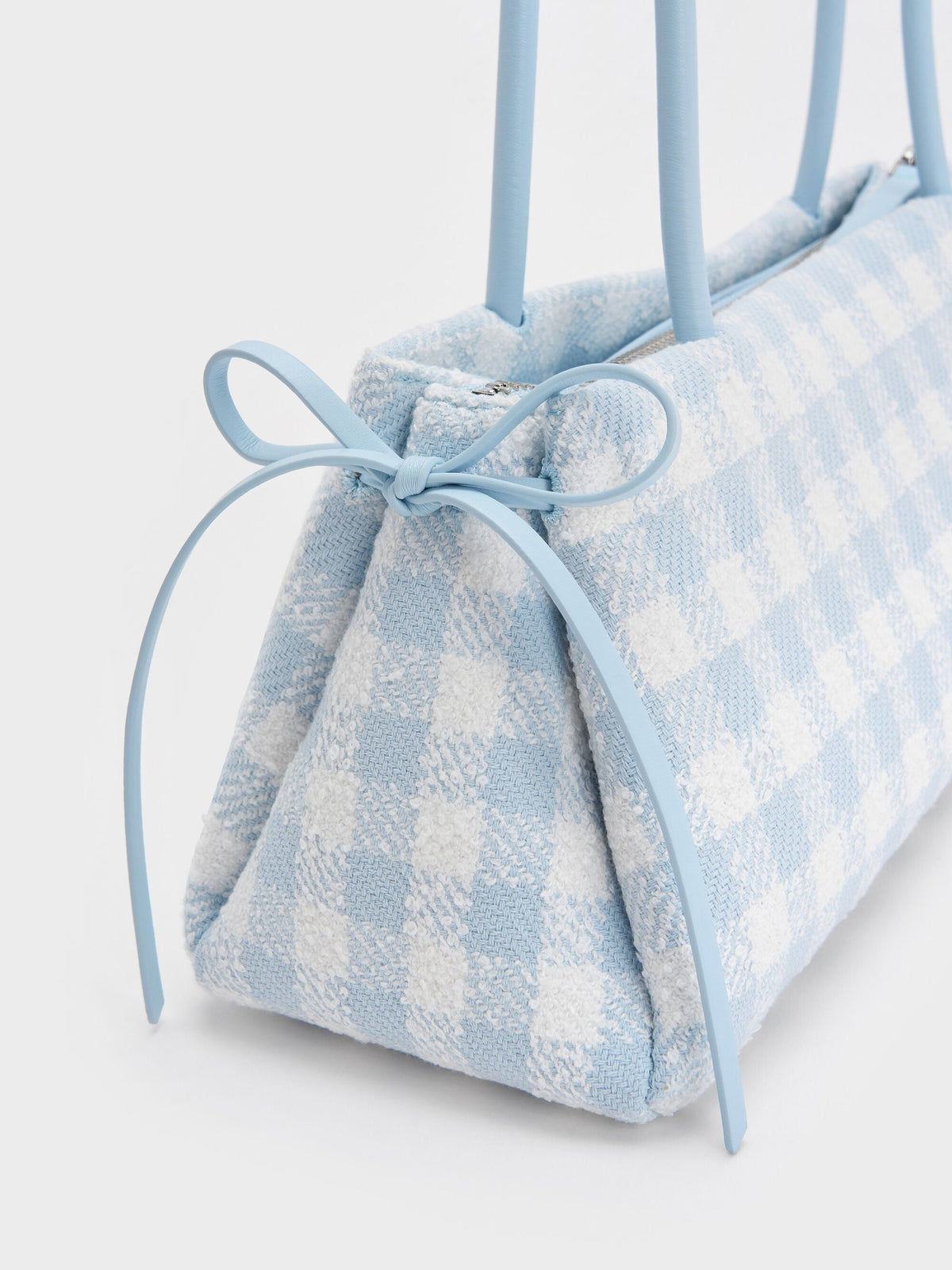 CHARLES & KEITH Premium / Hazel Gingham Bow Shoulder Bag - Gingham Blue