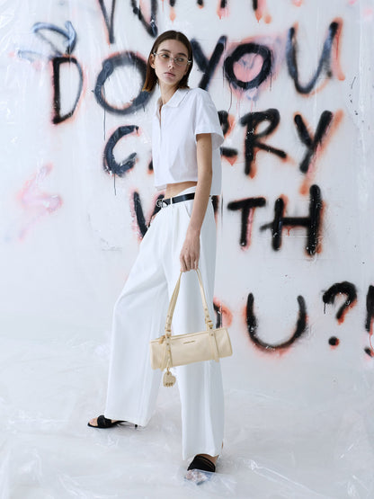 CHARLES & KEITH Customer Favorite / Rey Elongated Shoulder Bag - Cream