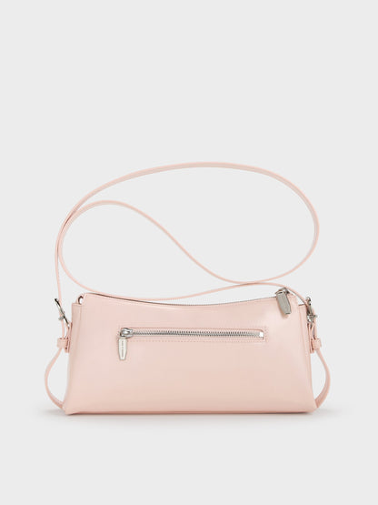 CHARLES & KEITH Everyday / Rachel Front-Pocket Chain Shoulder Bag - Soft Pink