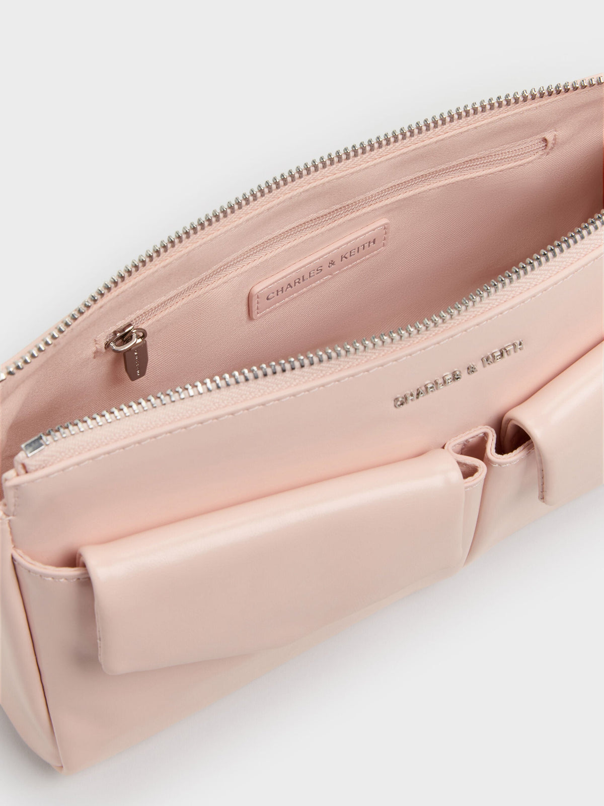 CHARLES & KEITH Everyday / Rachel Front-Pocket Chain Shoulder Bag - Soft Pink