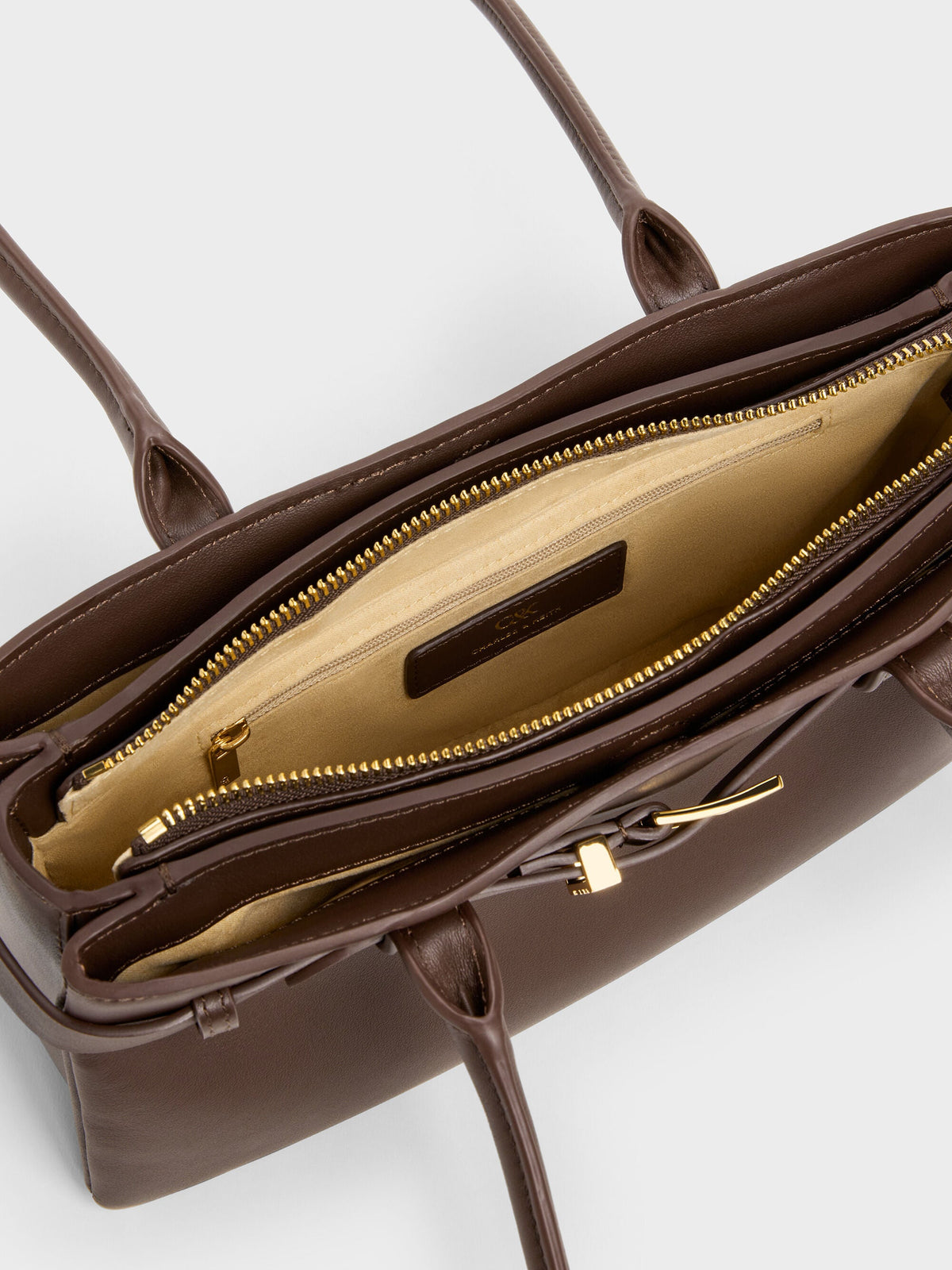 CHARLES & KEITH Hot Sale / Jody Leather Belted Shoulder Bag - Dark Brown