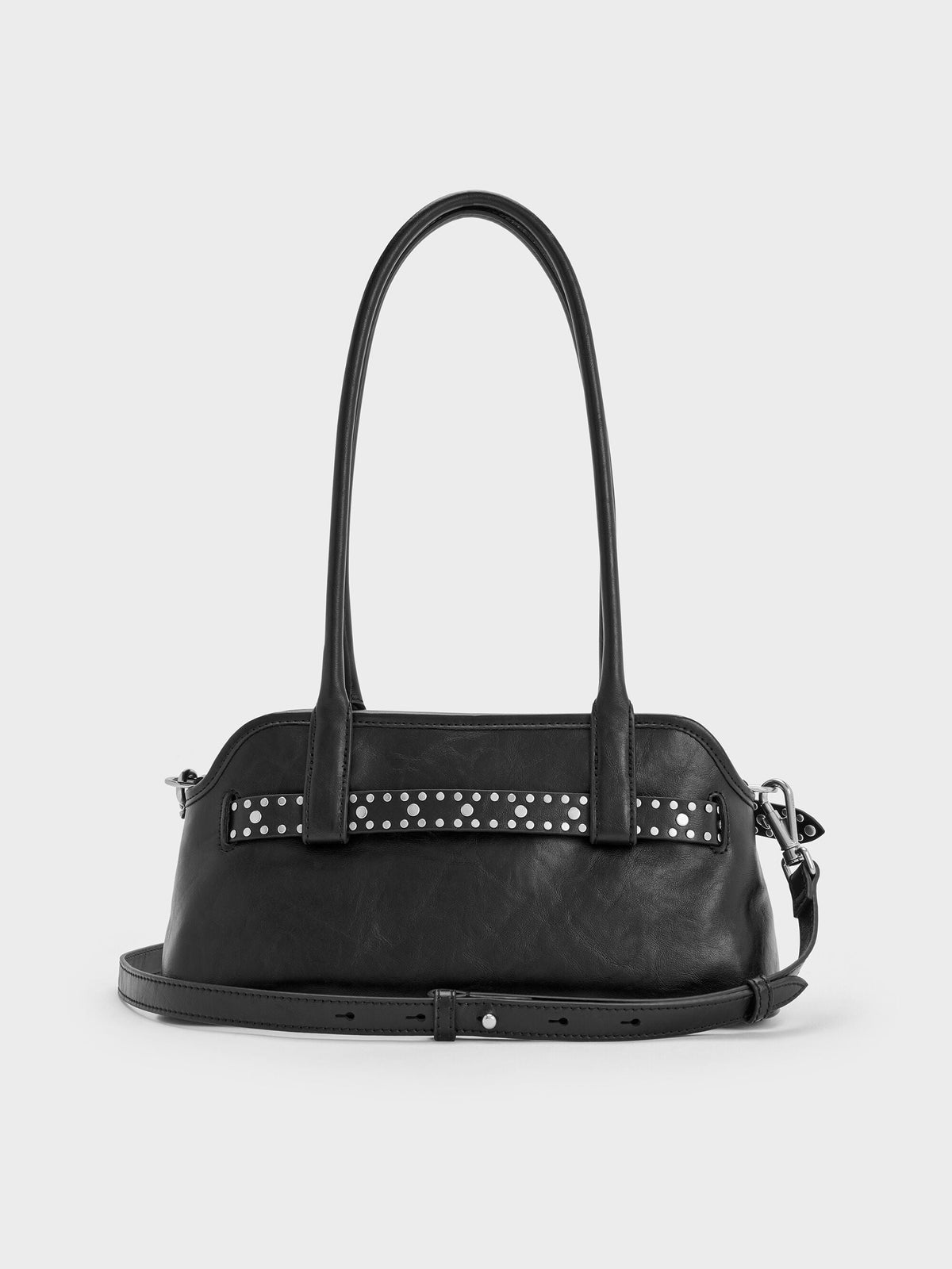CHARLES & KEITH Smart Buy / Victoria Studded Belted Shoulder Bag - Noir