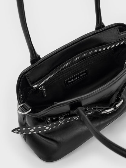 CHARLES & KEITH Smart Buy / Victoria Studded Belted Shoulder Bag - Noir