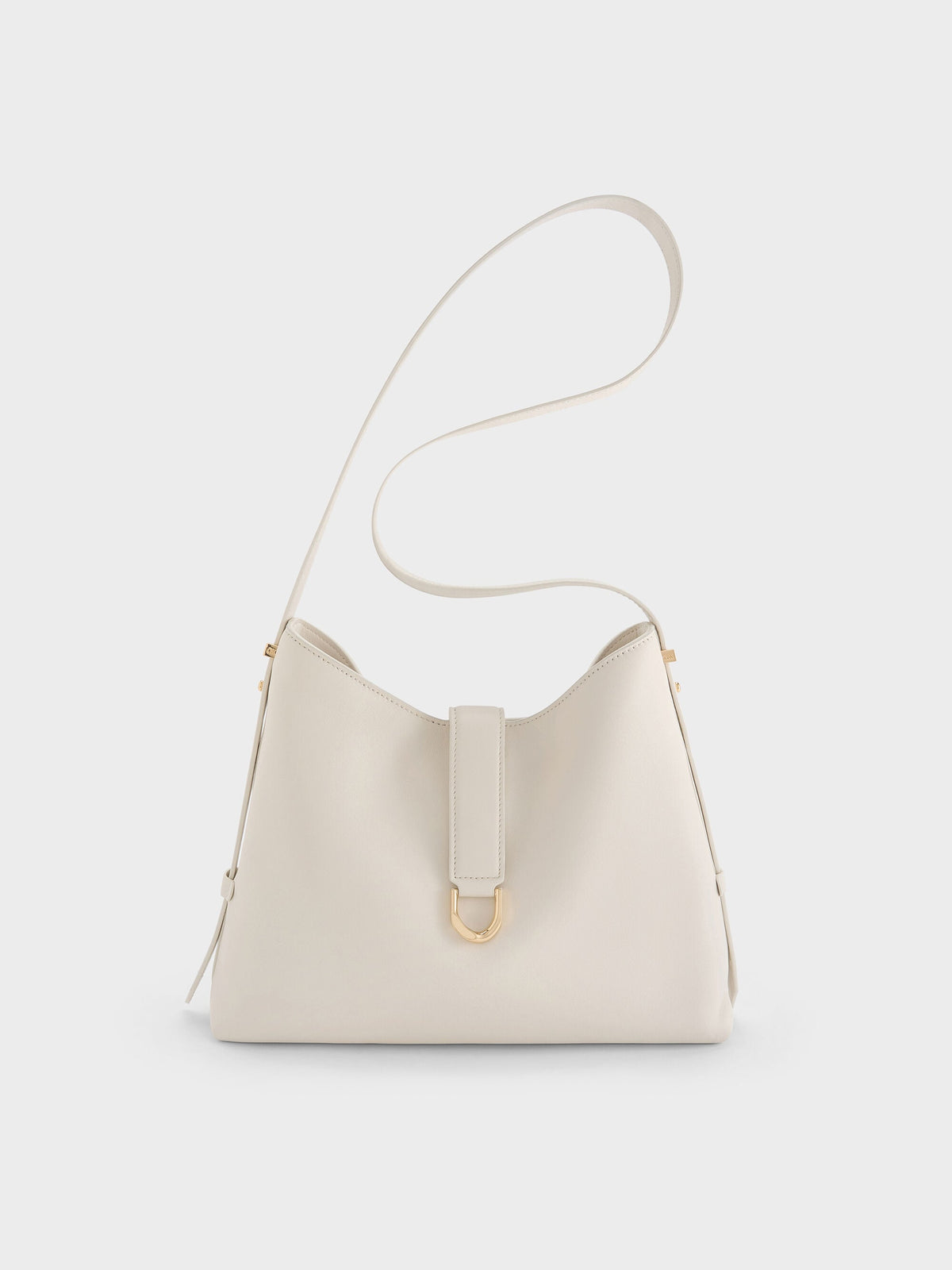 CHARLES & KEITH Exclusive / Gabine Leather Belted Hobo Bag - Eggshell Cream