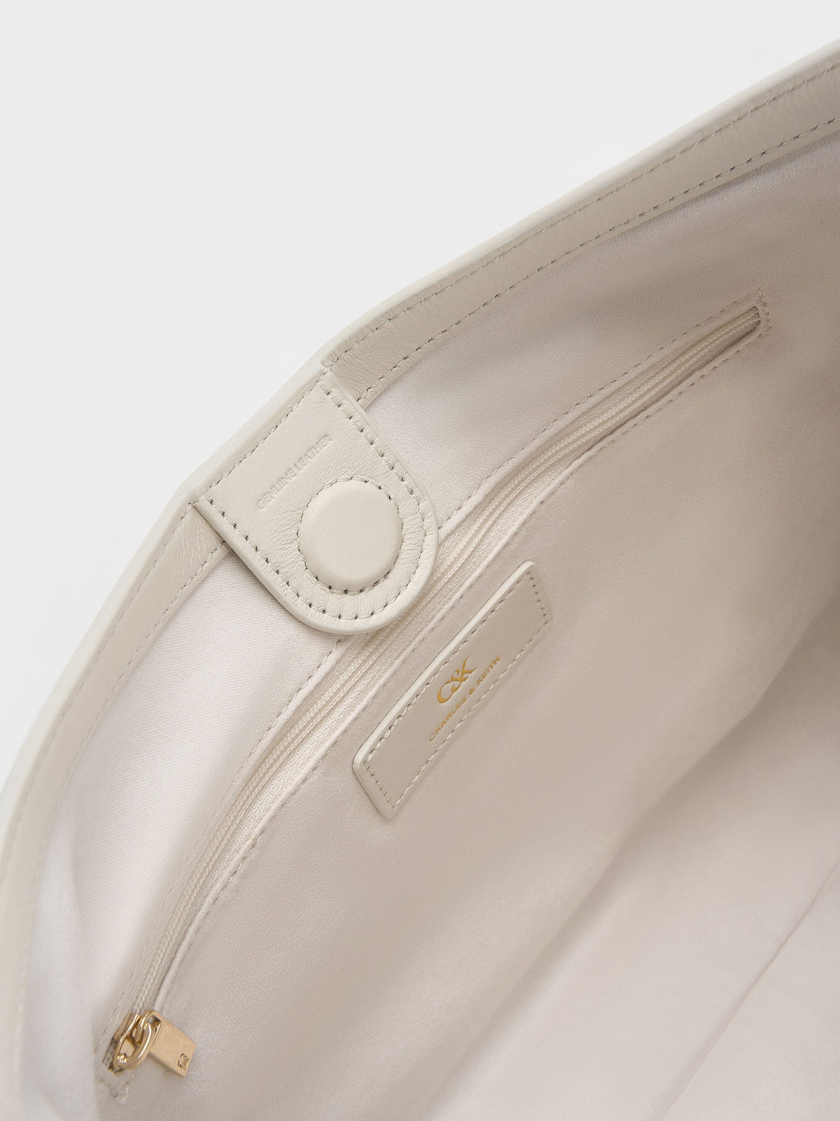 CHARLES & KEITH Exclusive / Gabine Leather Belted Hobo Bag - Eggshell Cream