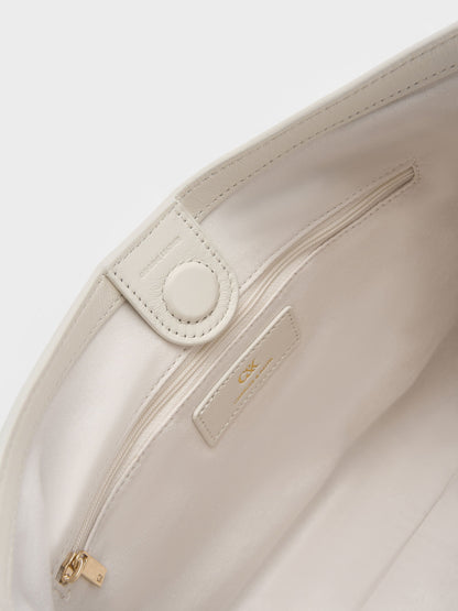CHARLES & KEITH Exclusive / Gabine Leather Belted Hobo Bag - Eggshell Cream