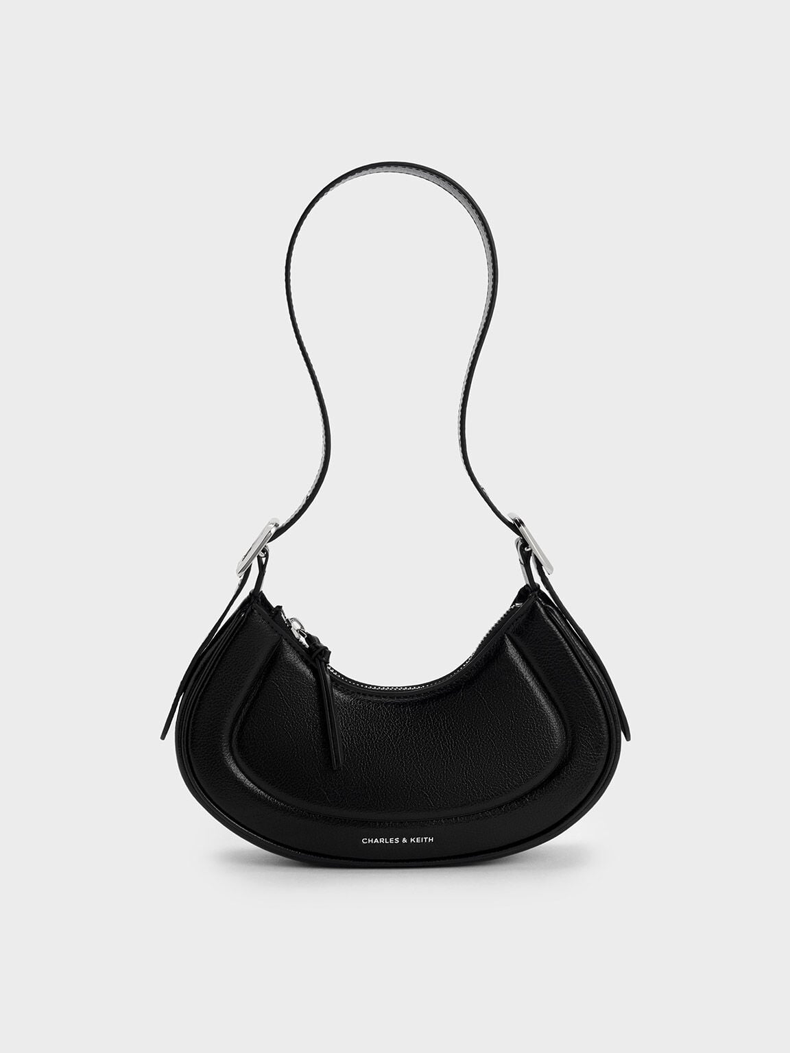 CHARLES & KEITH Essential / Petra Curved Shoulder Bag - Noir