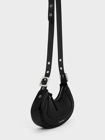 CHARLES & KEITH Essential / Petra Curved Shoulder Bag - Noir