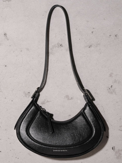 CHARLES & KEITH Essential / Petra Curved Shoulder Bag - Noir