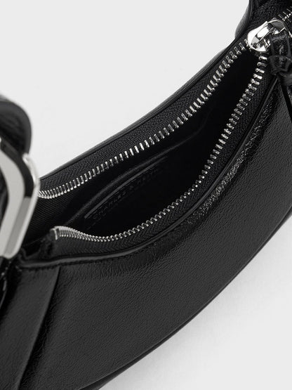 CHARLES & KEITH Essential / Petra Curved Shoulder Bag - Noir