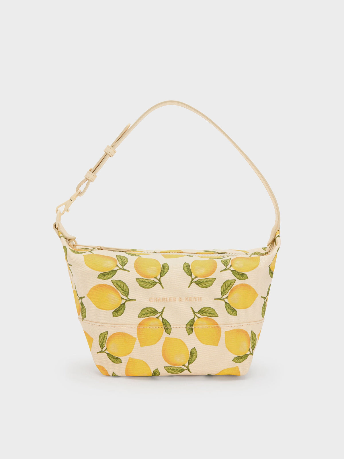 CHARLES & KEITH Essential / Amity Canvas Lemon-Print Hobo Bag - Butter Yellow