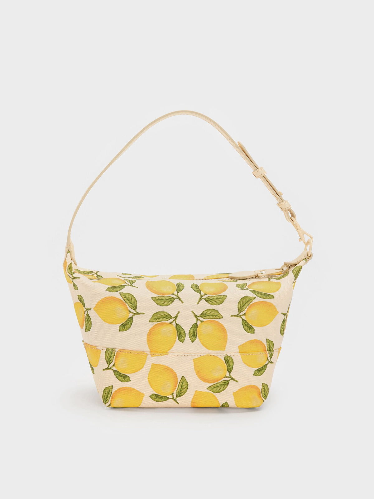 CHARLES & KEITH Essential / Amity Canvas Lemon-Print Hobo Bag - Butter Yellow