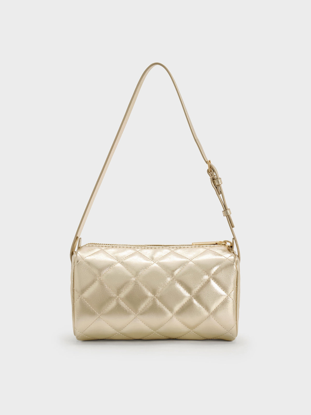 CHARLES & KEITH Deals / Janie Metallic Quilted Shoulder Bag - Champagne