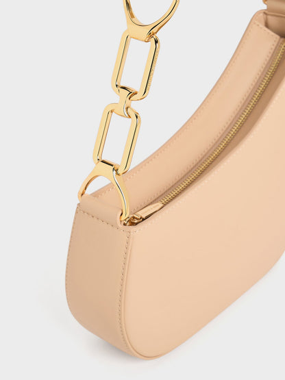 CHARLES & KEITH Special Offer / Agatha Chain-Strap Shoulder Bag - Beige