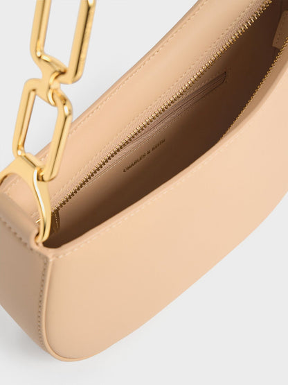 CHARLES & KEITH Special Offer / Agatha Chain-Strap Shoulder Bag - Beige
