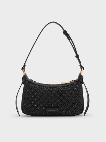 CHARLES & KEITH New / Mini Calla Woven Shoulder Bag - Black