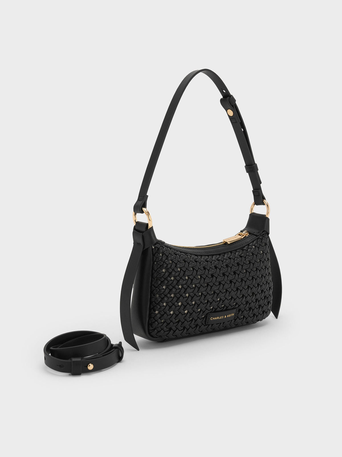 CHARLES & KEITH New / Mini Calla Woven Shoulder Bag - Black