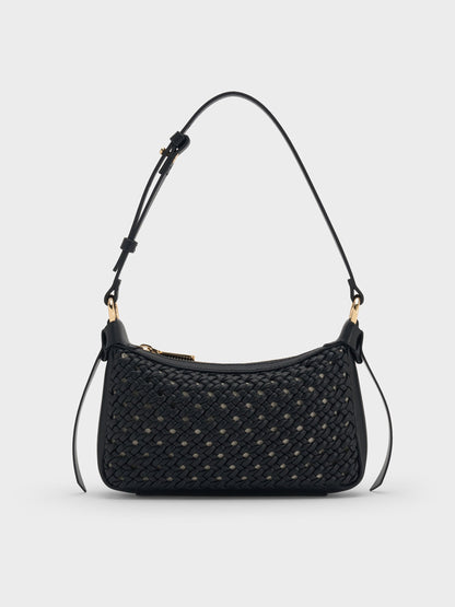 CHARLES & KEITH New / Mini Calla Woven Shoulder Bag - Black