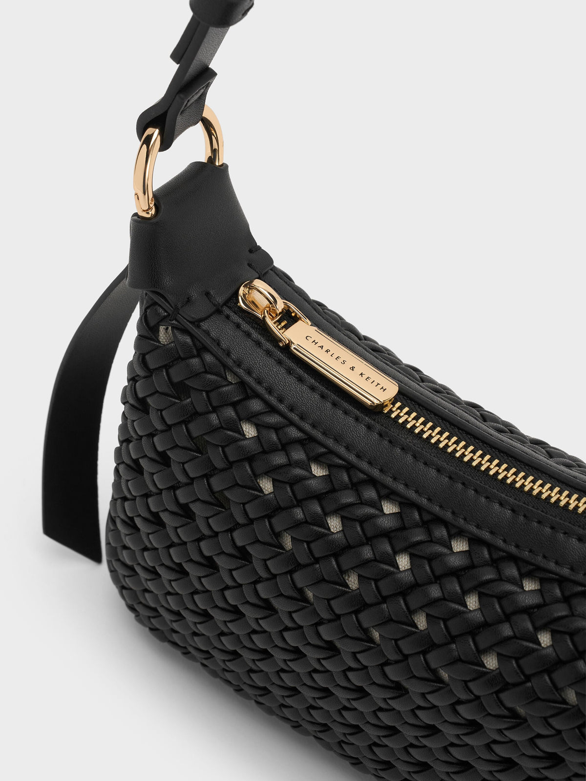 CHARLES & KEITH New / Mini Calla Woven Shoulder Bag - Black