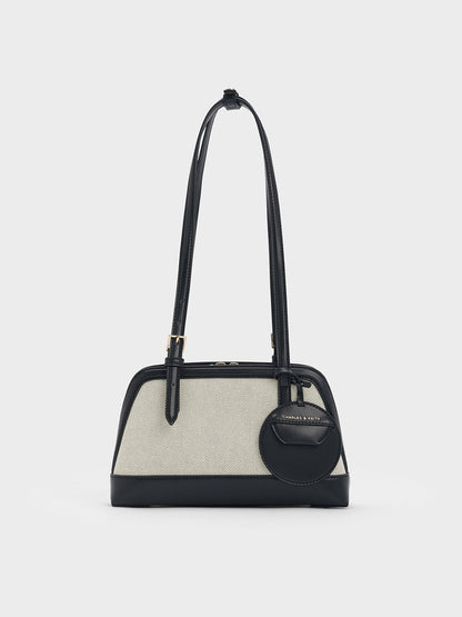 CHARLES & KEITH Everyday / Enola Canvas Long-Handle Shoulder Bag - Black