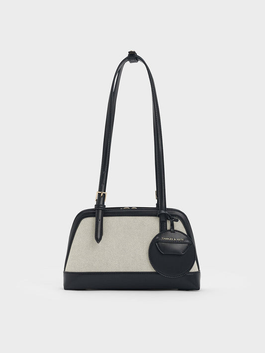 CHARLES & KEITH Everyday / Enola Canvas Long-Handle Shoulder Bag - Black