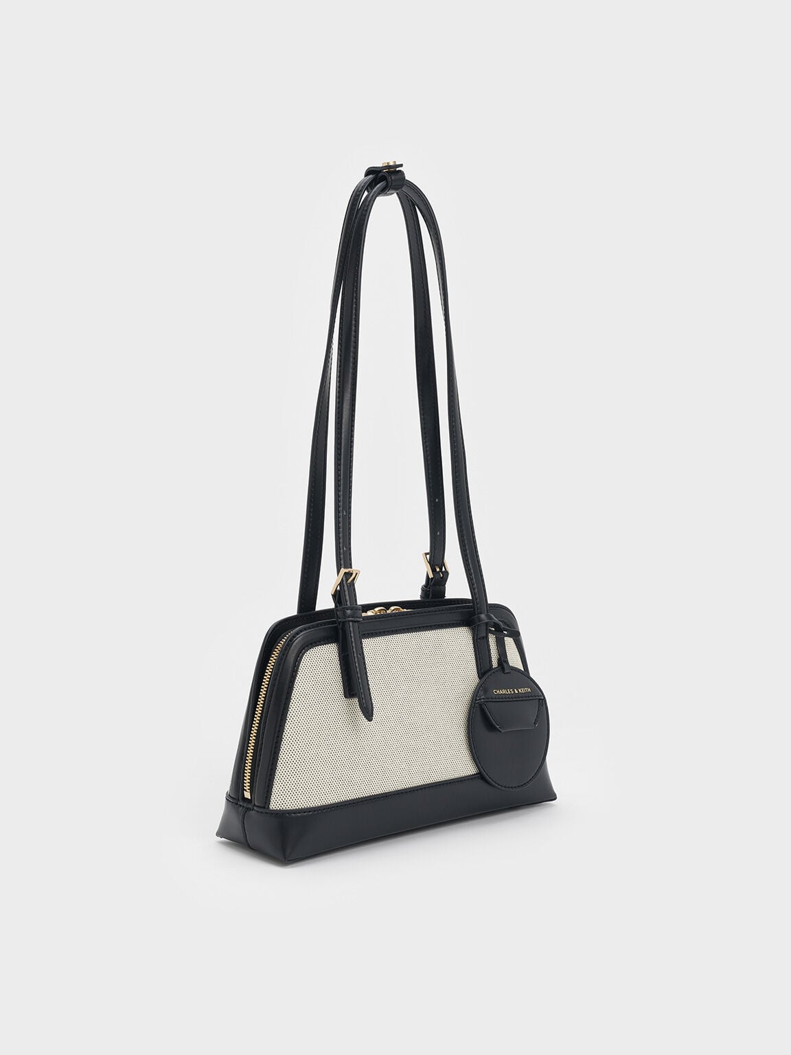 CHARLES & KEITH Everyday / Enola Canvas Long-Handle Shoulder Bag - Black