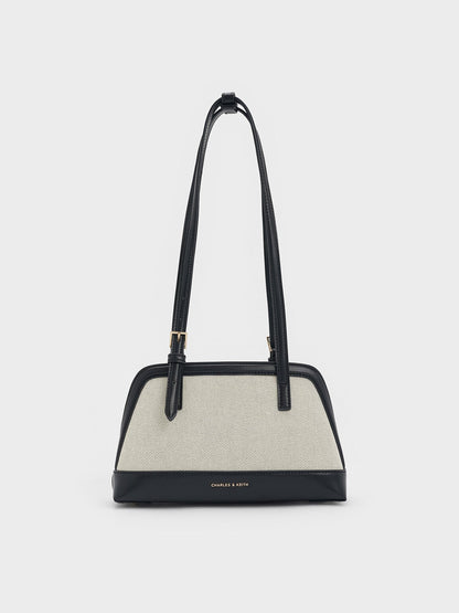 CHARLES & KEITH Everyday / Enola Canvas Long-Handle Shoulder Bag - Black