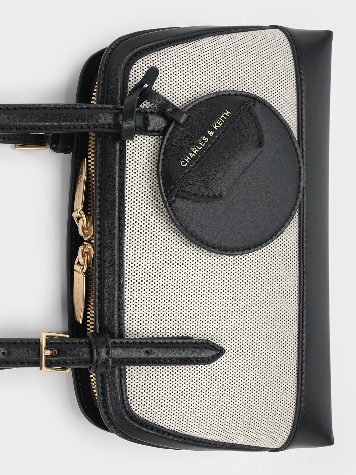 CHARLES & KEITH Everyday / Enola Canvas Long-Handle Shoulder Bag - Black