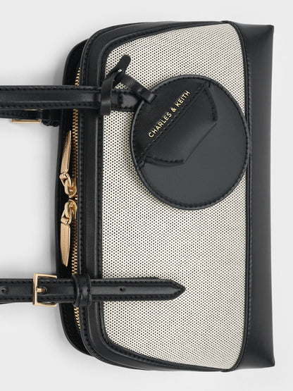 CHARLES & KEITH Everyday / Enola Canvas Long-Handle Shoulder Bag - Black
