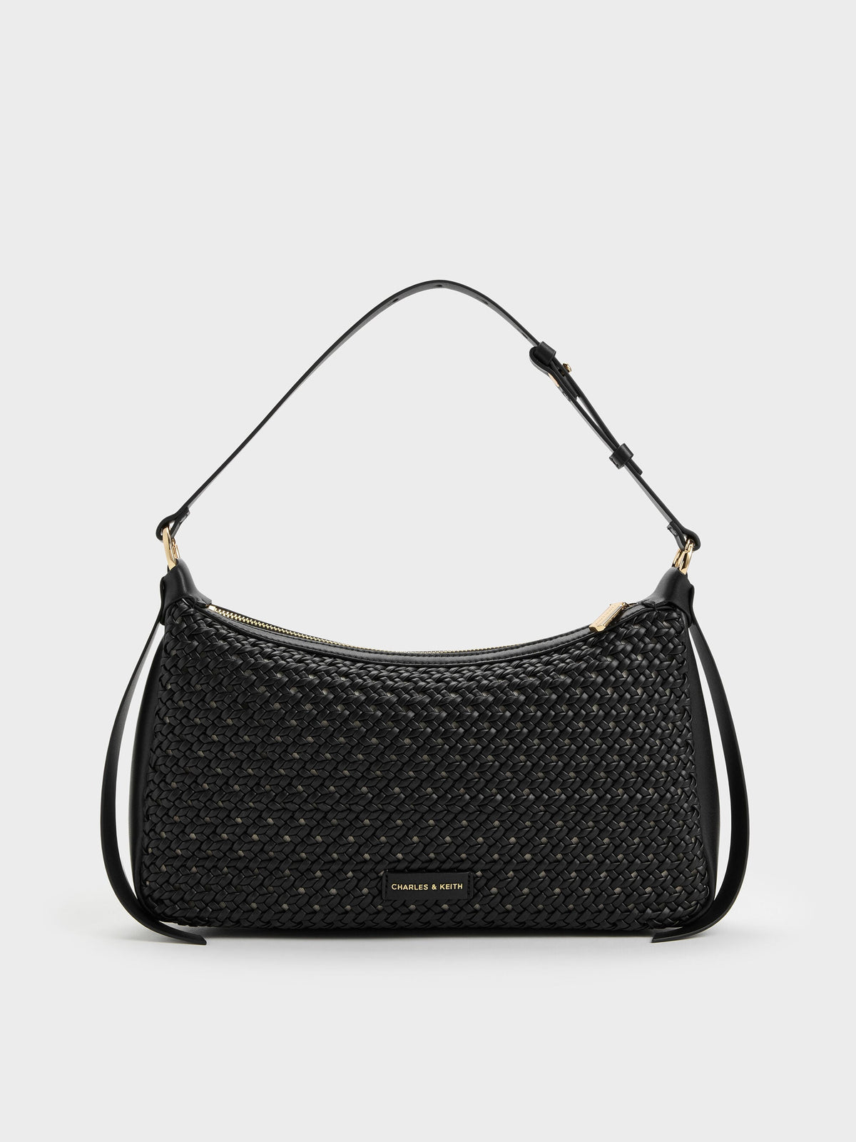 CHARLES & KEITH Best Seller / Calla Woven Shoulder Bag - Black