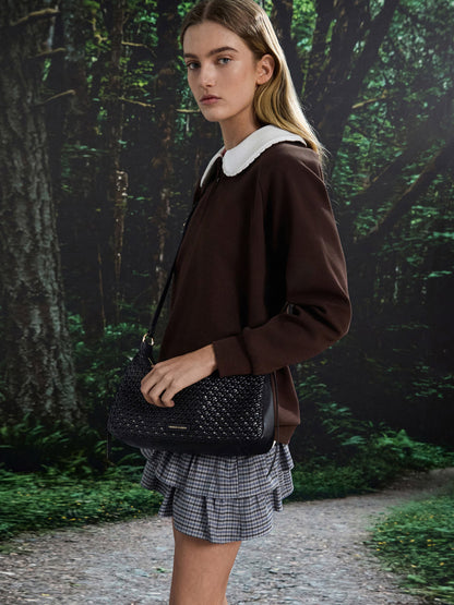 CHARLES & KEITH Best Seller / Calla Woven Shoulder Bag - Black
