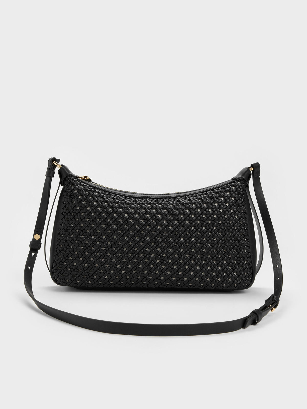 CHARLES & KEITH Best Seller / Calla Woven Shoulder Bag - Black