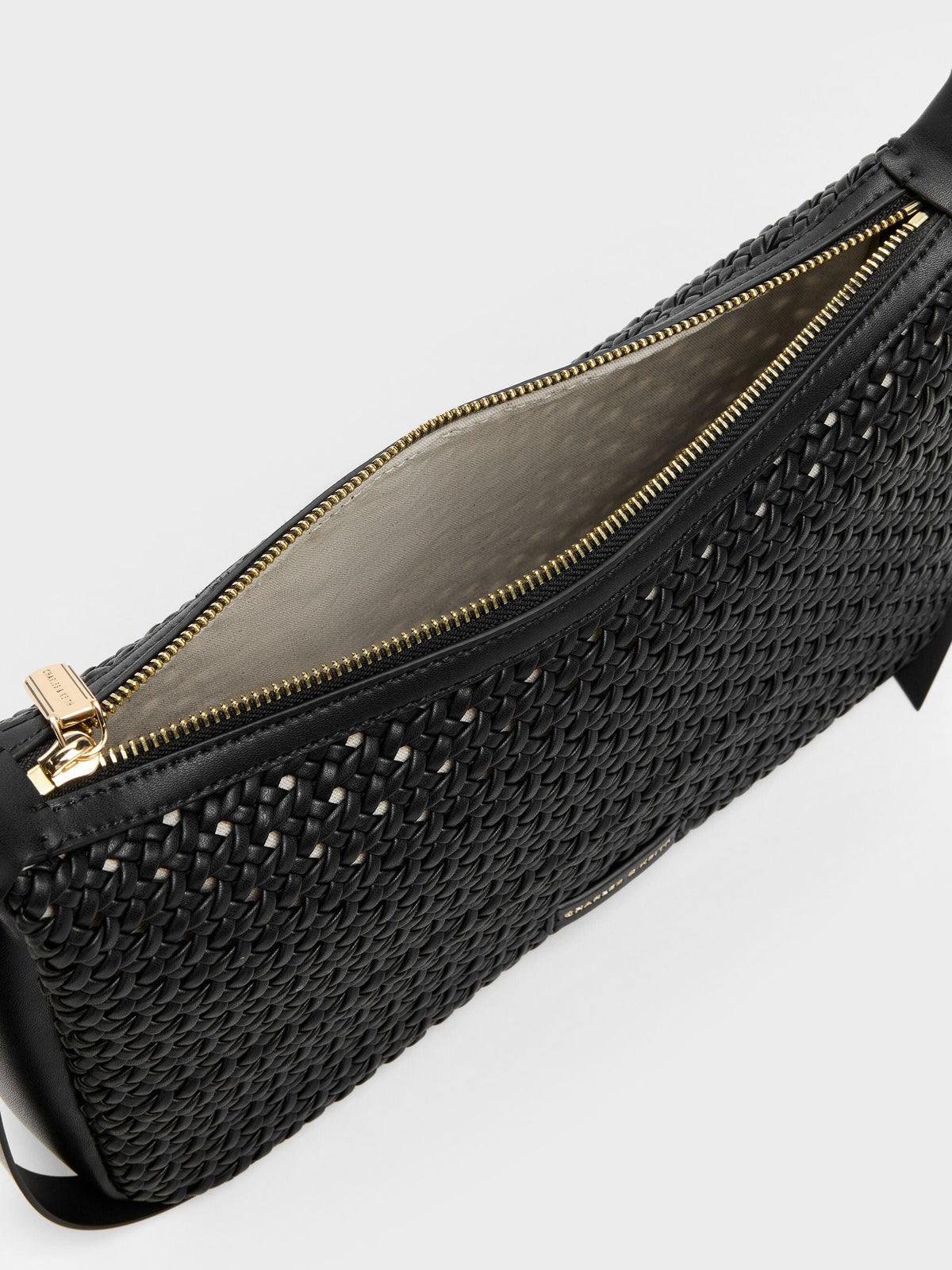 CHARLES & KEITH Best Seller / Calla Woven Shoulder Bag - Black