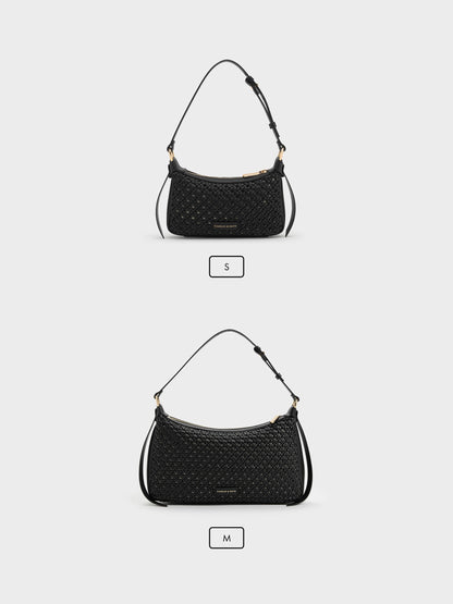CHARLES & KEITH Best Seller / Calla Woven Shoulder Bag - Black